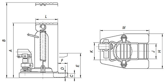 Домкрат гидравлический с низким подхватом ДА5, ДА10, ДА20, ДА30, ДА50