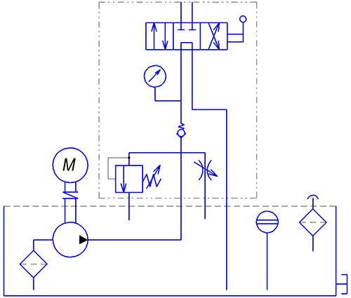 Маслостанция двустороннего действия МГС250-6.0-Р-2-40л-380В - гидравлическая схема Маслостанция двустороннего действия МГС250-6.0-Р-2-40л-380В - гидравлическая схема