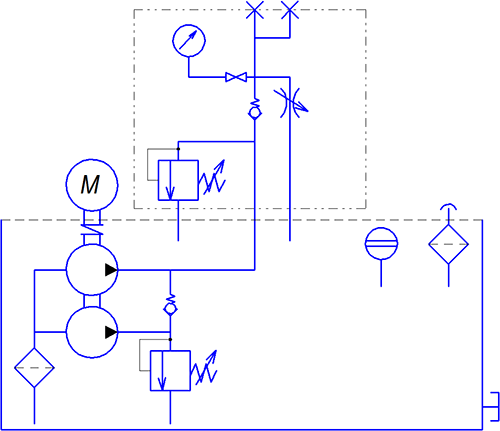 Мини маслостанция сверхвысокого давления МГС 2500-0.08П-Р-1 гидравлическая схема